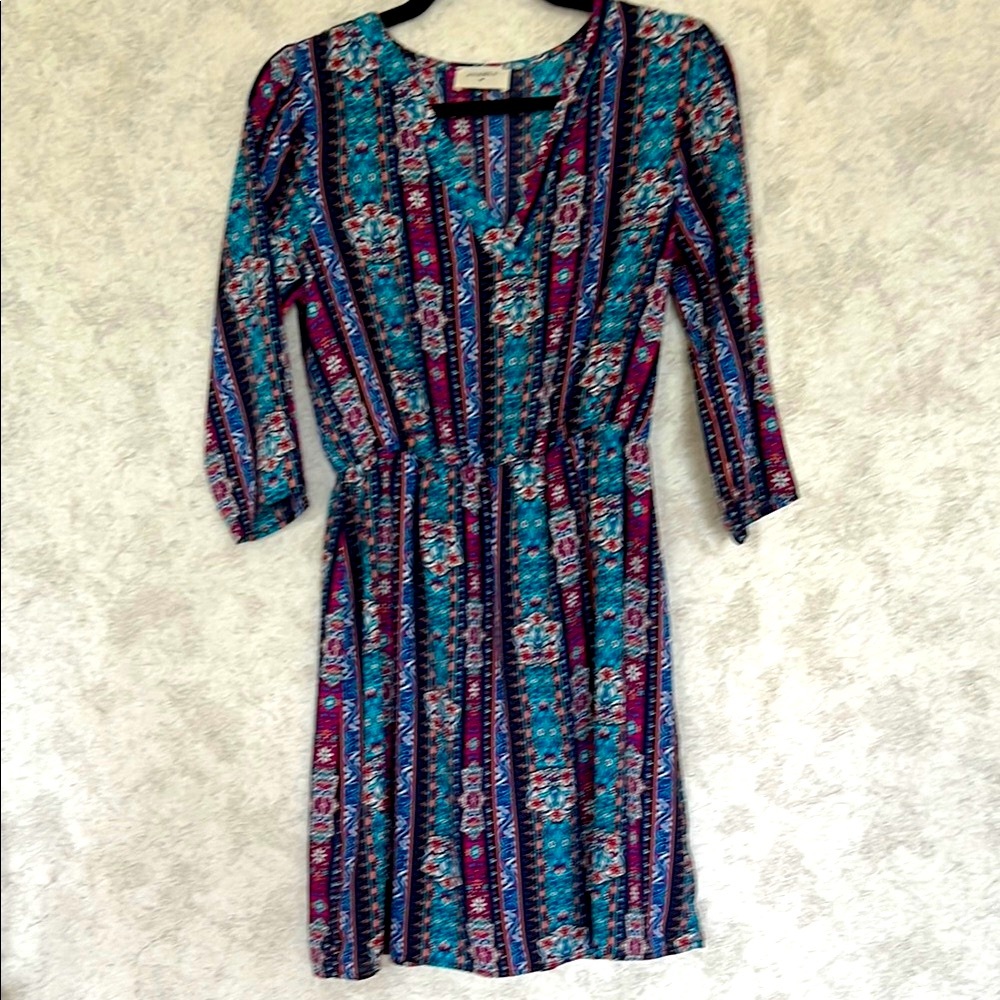Everly Multicolor Bohemian V neck Dress
